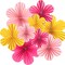 Paper Flowers Decorations for Wall Paper Fans Classroom Decoration Paper Floral Backdrop Decor Paper Fans Decoration Hanging Paper Fans Pink Flower Wall Decor, Set of 9